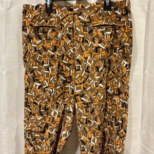Jamie Sadock Men's Cargo Pants in Orange and Brown Geometric Pattern
